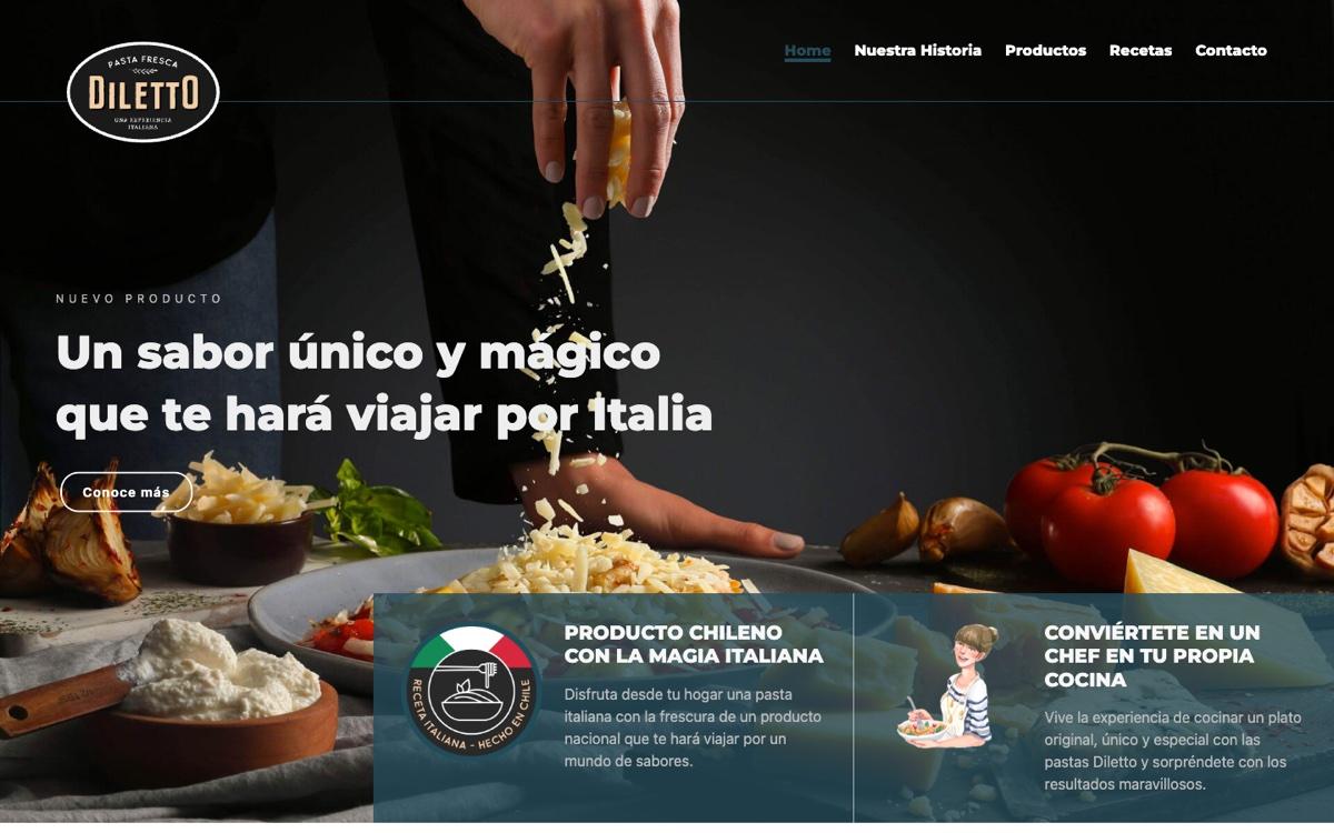 Captura verificada del proyecto Pastas Diletto