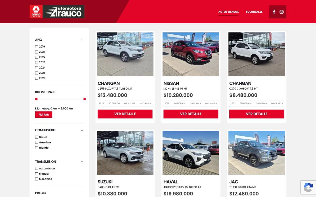 Captura verificada del proyecto Usados Automotora Arauco