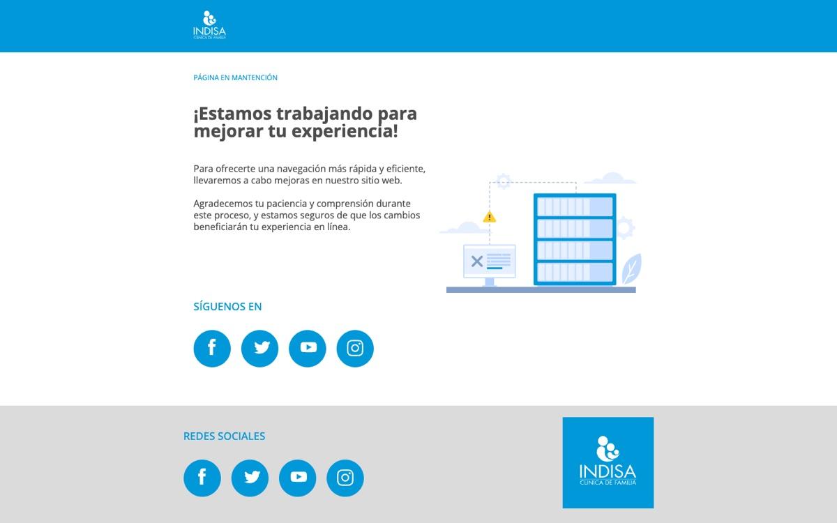 Captura verificada del proyecto Clínica Indisa