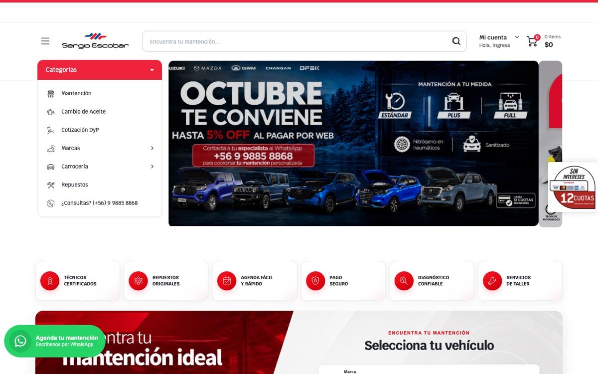 Captura verificada del proyecto Tienda Sergio Escobar